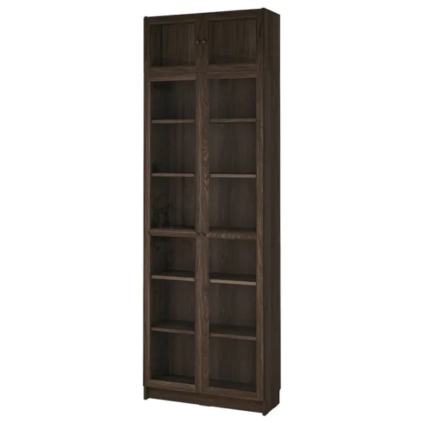 Шкаф с полками Ikea Billy/Oxberg 237 x 80 x 30см / МДФ / Темно Коричневый photo 1