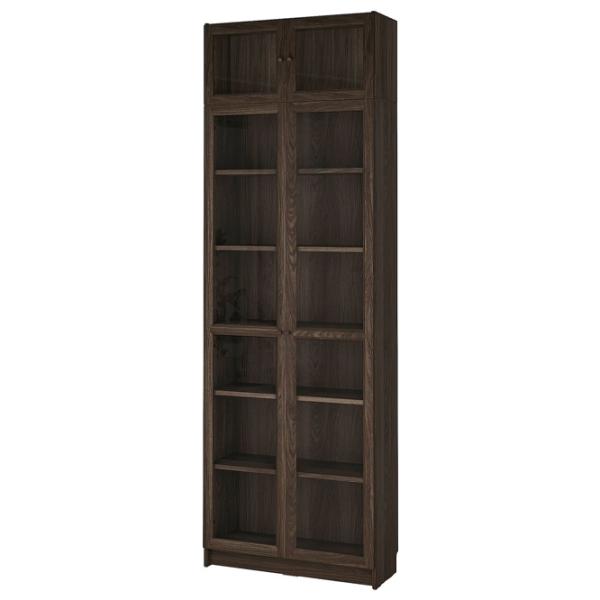 Шкаф с полками Ikea Billy/Oxberg 237 x 80 x 30см / МДФ / Темно Коричневый photo 1