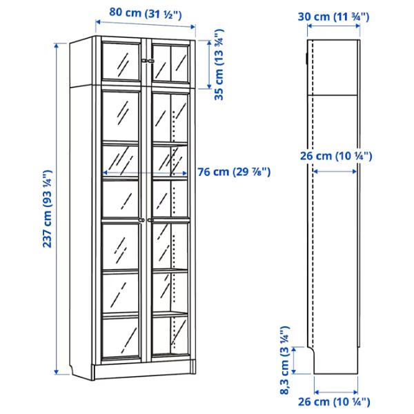 Шкаф с полками Ikea Billy/Oxberg 237 x 80 x 30см / МДФ / Дуб photo 7