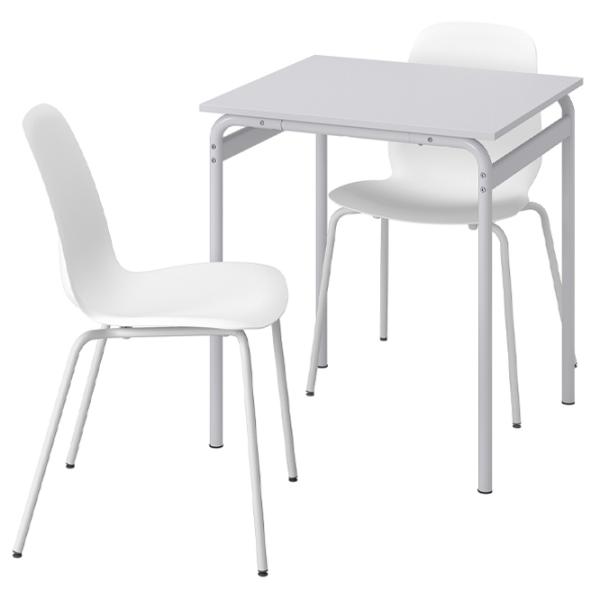 Обеденные стол со стульями Ikea Grasala/Lidas Квадратная / ДСП / Серый photo 1