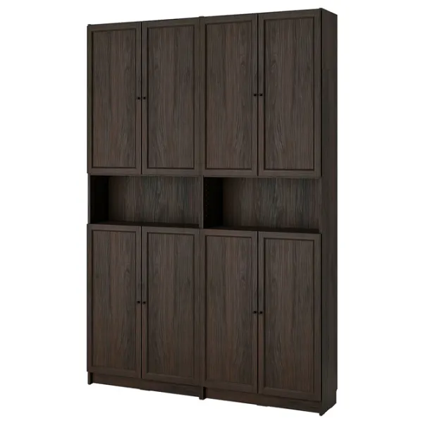 Шкаф с полками Ikea Billy/Oxberg 237 x 160 x 30см / МДФ / Темно Коричневый photo 1