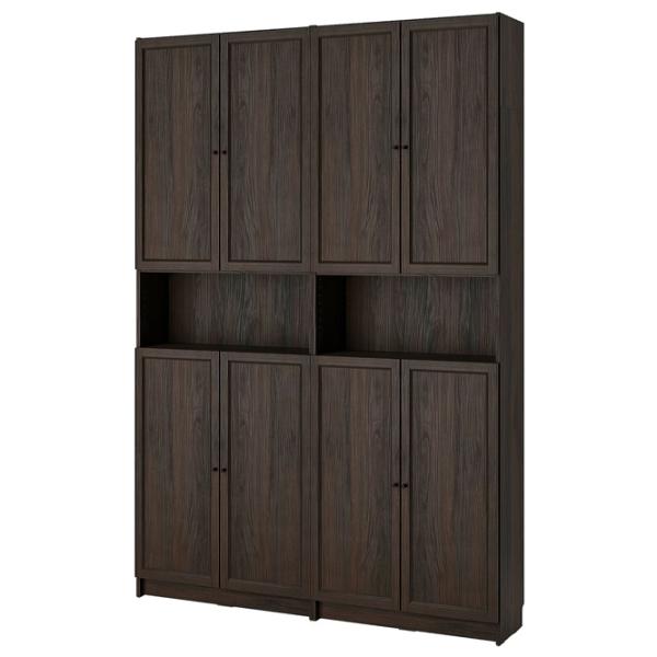 Шкаф с полками Ikea Billy/Oxberg 237 x 160 x 30см / МДФ / Темно Коричневый photo 1