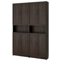 Шкаф с полками Ikea Billy/Oxberg 237 x 160 x 30см / МДФ / Темно Коричневый