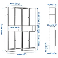 Dulap cu polițe Ikea Billy/Oxberg 237 x 160 x 30 / MDF / Dark Brown photo 8