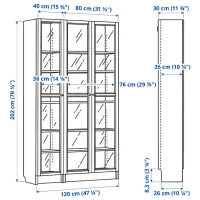 Шкаф с полками Ikea Billy/Oxberg 202 x 120 x 30см / МДФ / Темно Коричневый photo 8
