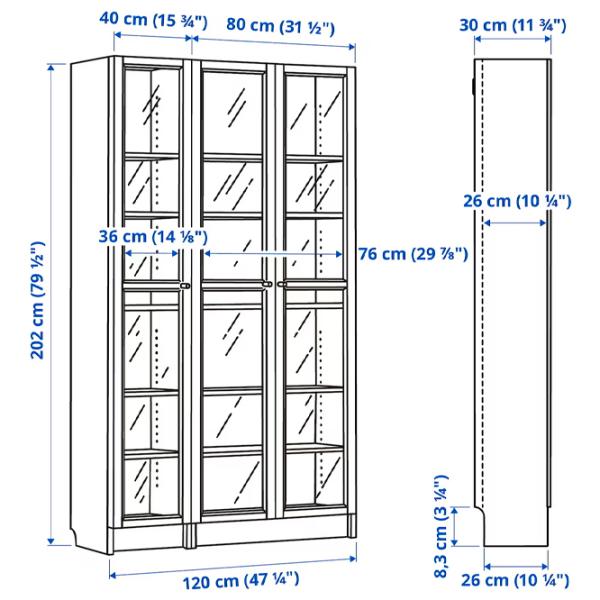 Шкаф с полками Ikea Billy/Oxberg 202 x 120 x 30см / МДФ / Дуб photo 8