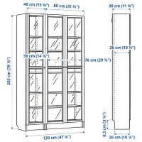 Шкаф с полками Ikea Billy/Oxberg 202 x 120 x 30см / МДФ / Дуб photo 8