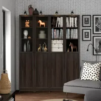 Dulap cu polițe Ikea Billy/Oxberg 202 x 160 x 30 / MDF / Dark Brown photo 2