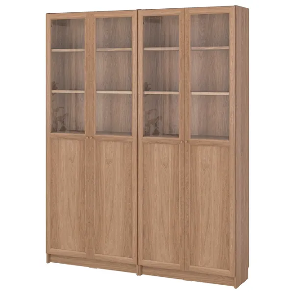 Шкаф с полками Ikea Billy/Oxberg 202 x 160 x 30см / МДФ / Дуб photo 1