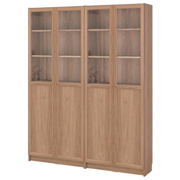 Шкаф с полками Ikea Billy/Oxberg 202 x 160 x 30см / МДФ / Дуб photo 1