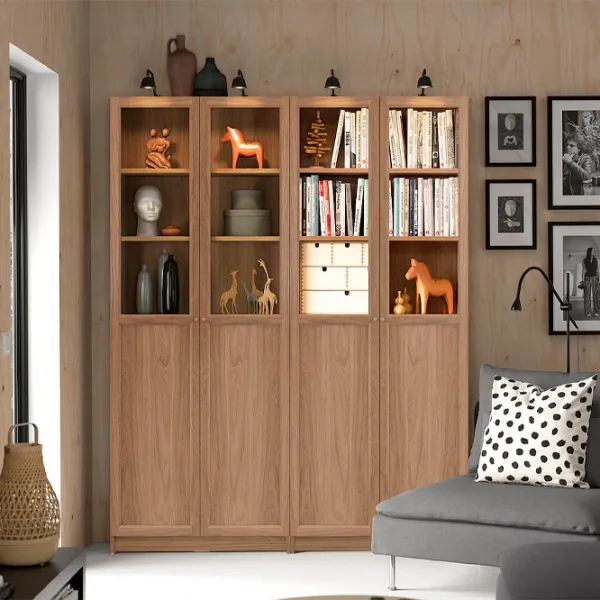 Шкаф с полками Ikea Billy/Oxberg 202 x 160 x 30см / МДФ / Дуб photo 2