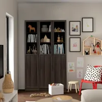 Шкаф с полками Ikea Billy/Oxberg 202 x 120 x 30см / МДФ / Темно Коричневый photo 4