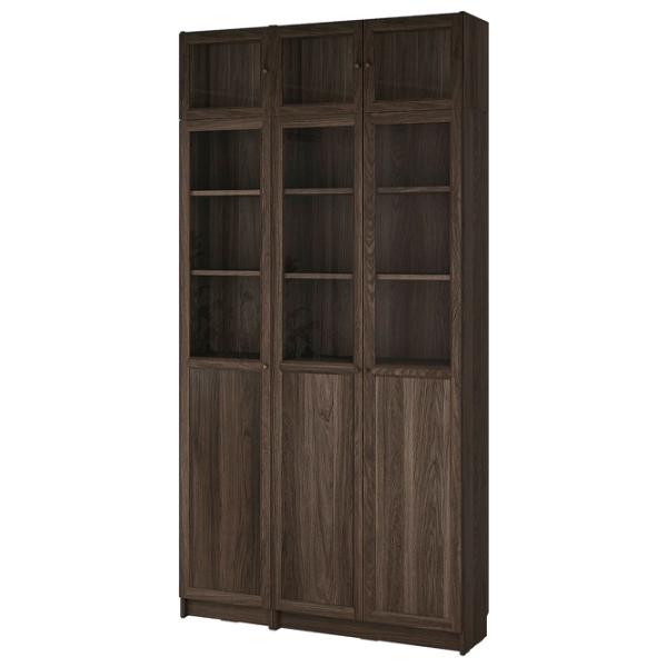 Шкаф с полками Ikea Billy/Oxberg 237 x 120 x 30см / МДФ / Темно Коричневый photo 1