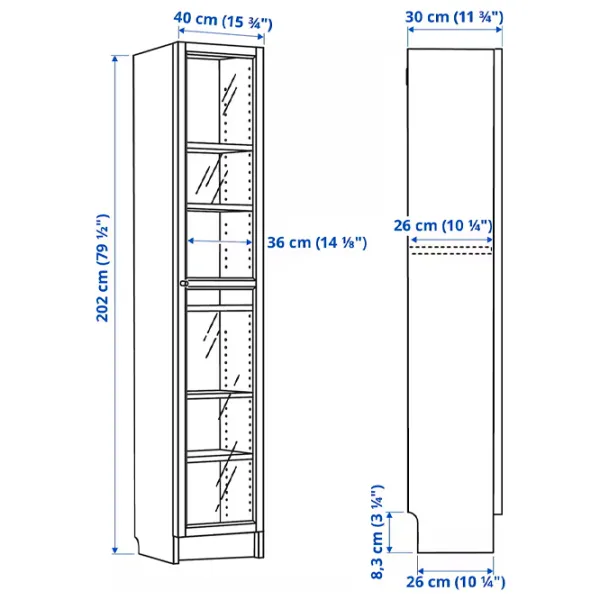Шкаф с полками Ikea Billy/Oxberg 202 x 40 x 30см / МДФ / Темно Коричневый photo 7 Шкаф с полками Ikea Billy/Oxberg 202 x 40 x 30см / МДФ / Темно Коричневый photo 7