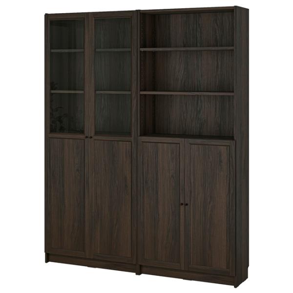 Шкаф с полками Ikea Billy/Oxberg 202 x 160 x 30см / МДФ / Темно Коричневый photo 1