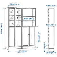 Dulap cu polițe Ikea Billy/Oxberg 202 x 160 x 30 / MDF / Dark Brown photo 8