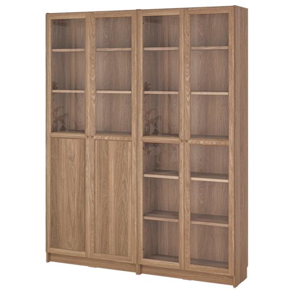 Шкаф с полками Ikea Billy/Oxberg 202 x 160 x 30см / МДФ / Дуб photo 1