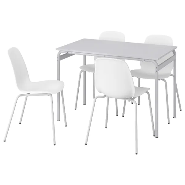 Обеденные стол со стульями Ikea Grasala/Lidas Прямоугольная / ДСП / Серый photo 1