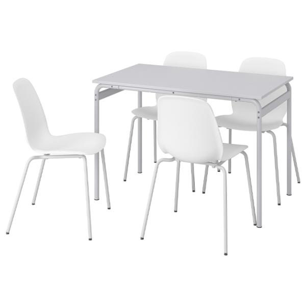 Обеденные стол со стульями Ikea Grasala/Lidas Прямоугольная / ДСП / Серый photo 1