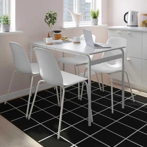 Обеденные стол со стульями Ikea Grasala/Lidas Прямоугольная / ДСП / Серый photo 4