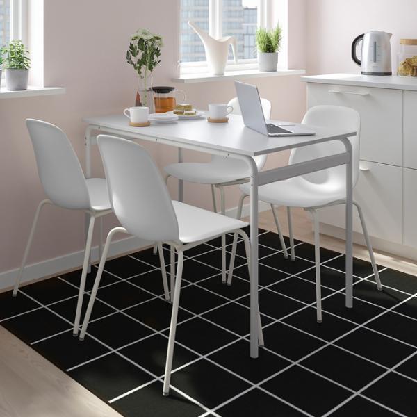 Обеденные стол со стульями Ikea Grasala/Lidas Прямоугольная / ДСП / Серый photo 4