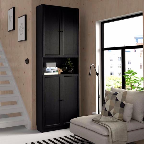 Dulap cu polițe Ikea Billy/Oxberg 237 x 80 x 30 / MDF / Stejar negru photo 2