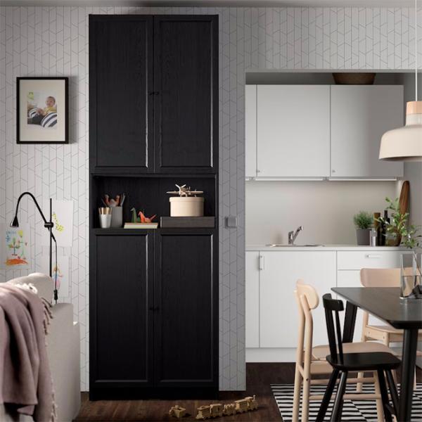 Dulap cu polițe Ikea Billy/Oxberg 237 x 80 x 30 / MDF / Stejar negru photo 3
