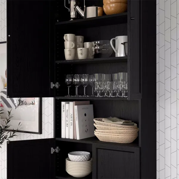 Dulap cu polițe Ikea Billy/Oxberg 237 x 80 x 30 / MDF / Stejar negru photo 5