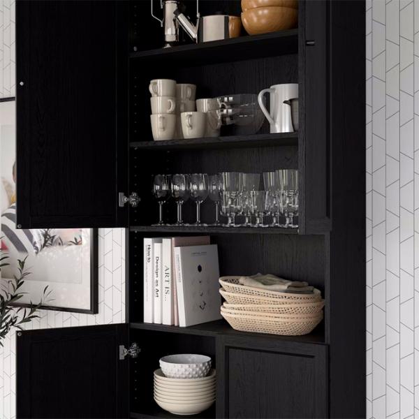 Dulap cu polițe Ikea Billy/Oxberg 237 x 80 x 30 / MDF / Stejar negru photo 5