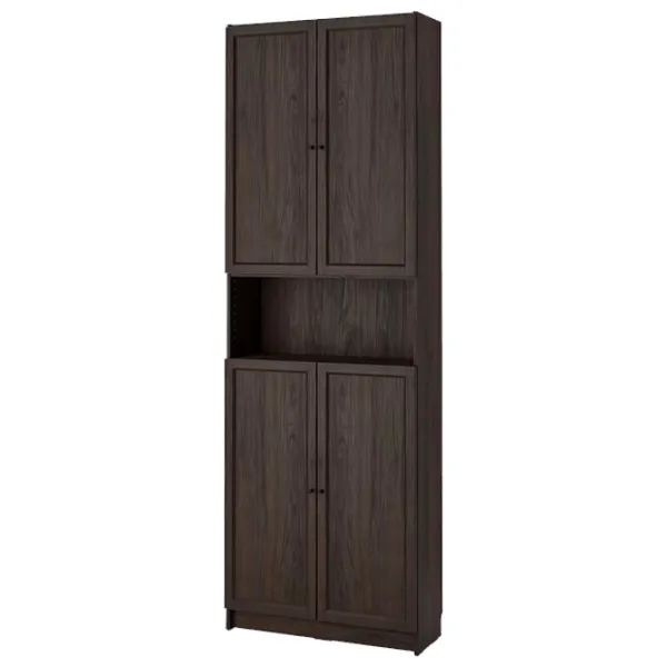 Шкаф с полками Ikea Billy/Oxberg 237 x 80 x 30см / МДФ / Темно Коричневый photo 1