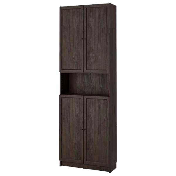 Шкаф с полками Ikea Billy/Oxberg 237 x 80 x 30см / МДФ / Темно Коричневый photo 1