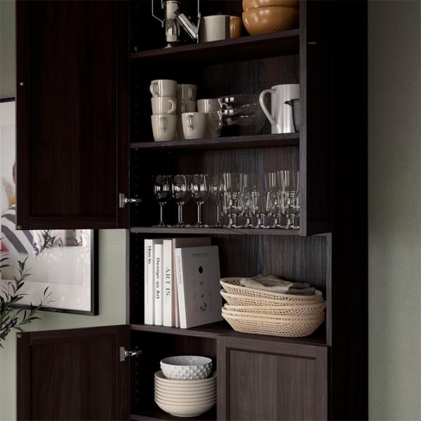 Шкаф с полками Ikea Billy/Oxberg 237 x 80 x 30см / МДФ / Темно Коричневый photo 2