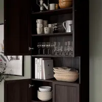 Dulap cu polițe Ikea Billy/Oxberg 237 x 80 x 30 / MDF / Dark Brown photo 2