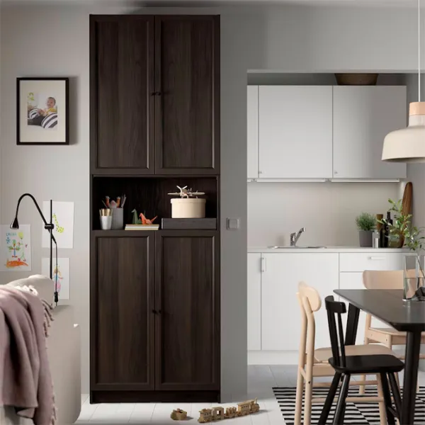 Шкаф с полками Ikea Billy/Oxberg 237 x 80 x 30см / МДФ / Темно Коричневый photo 5