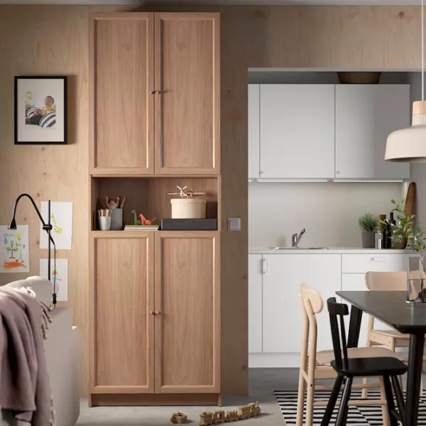 Шкаф с полками Ikea Billy/Oxberg 237 x 80 x 30см / МДФ / Дуб photo 2