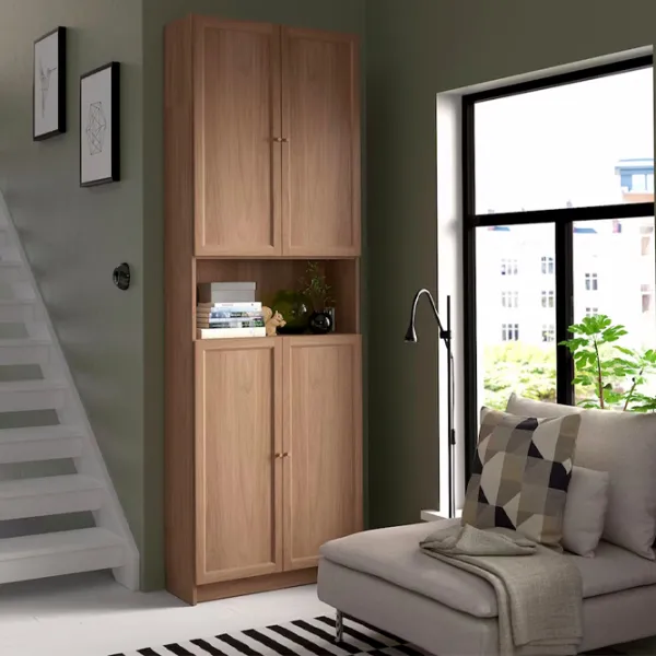 Шкаф с полками Ikea Billy/Oxberg 237 x 80 x 30см / МДФ / Дуб photo 3