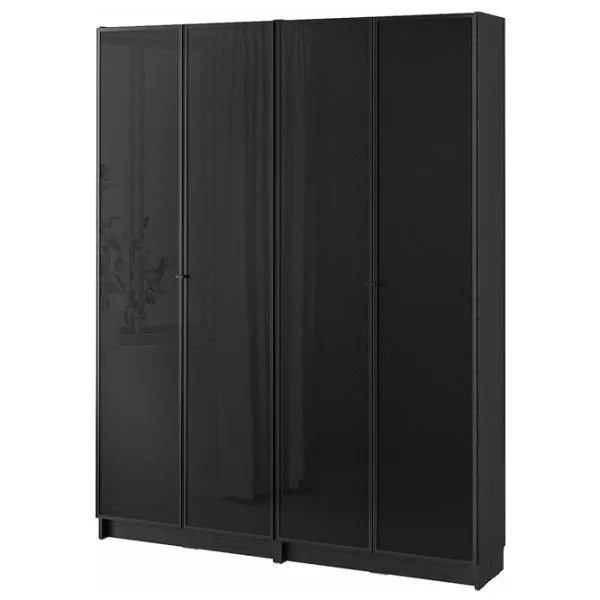 Шкаф с полками Ikea Billy/Hogbo 202 x 160 x 30см / МДФ / Дуб черный photo 1