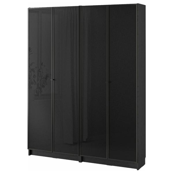 Шкаф с полками Ikea Billy/Hogbo 202 x 160 x 30см / МДФ / Дуб черный photo 1