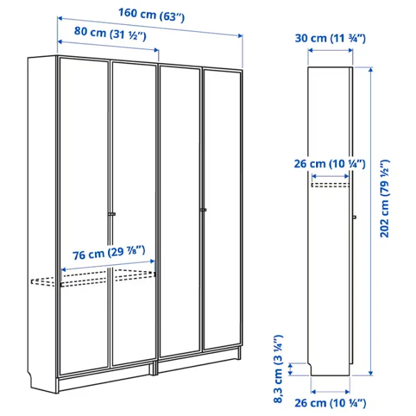 Шкаф с полками Ikea Billy/Hogbo 202 x 160 x 30см / МДФ / Дуб черный photo 6