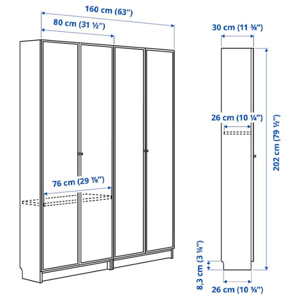 Шкаф с полками Ikea Billy/Hogbo 202 x 160 x 30см / МДФ / Дуб черный photo 6