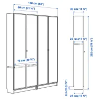 Шкаф с полками Ikea Billy/Hogbo 202 x 160 x 30см / МДФ / Дуб черный photo 6