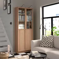 Dulap cu polițe Ikea Billy/Oxberg 202 x 80 x 30 / MDF / Stejar photo 4