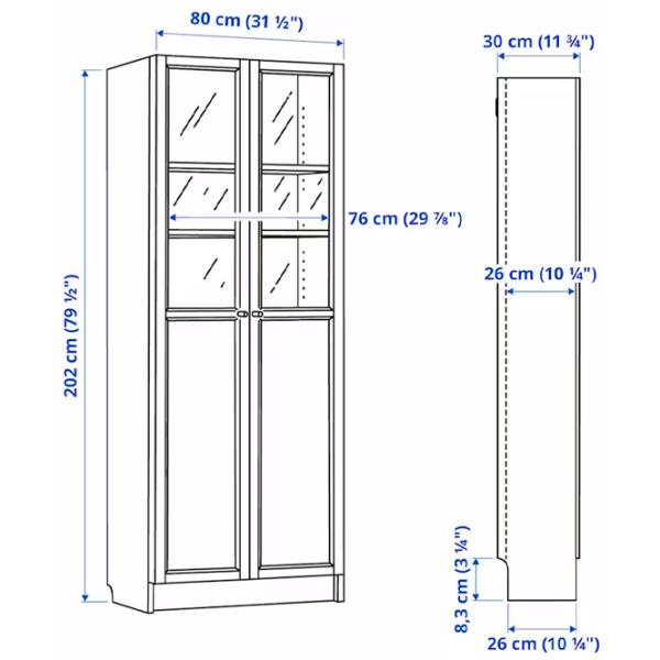 Шкаф с полками Ikea Billy/Oxberg 202 x 80 x 30см / МДФ / Дуб photo 6