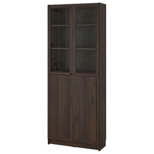 Шкаф с полками Ikea Billy/Oxberg 202 x 80 x 30см / МДФ / Темно Коричневый photo 1