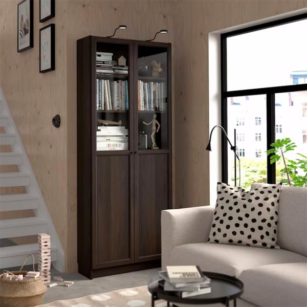 Шкаф с полками Ikea Billy/Oxberg 202 x 80 x 30см / МДФ / Темно Коричневый photo 4