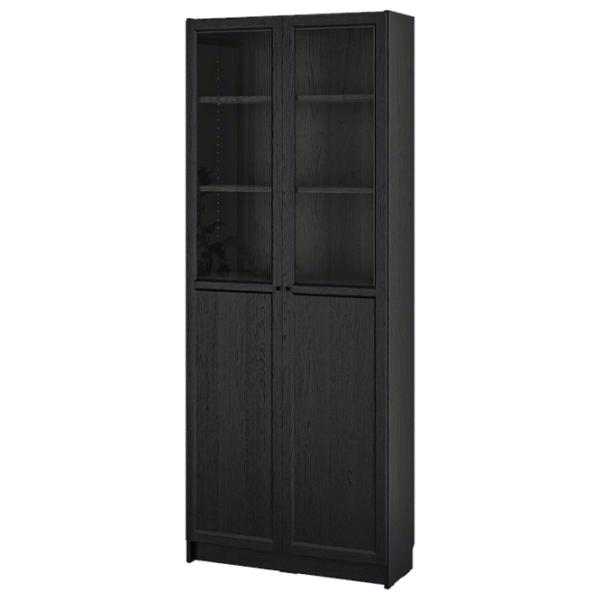 Dulap cu polițe Ikea Billy/Oxberg 202 x 80 x 30 / MDF / Stejar negru photo 1