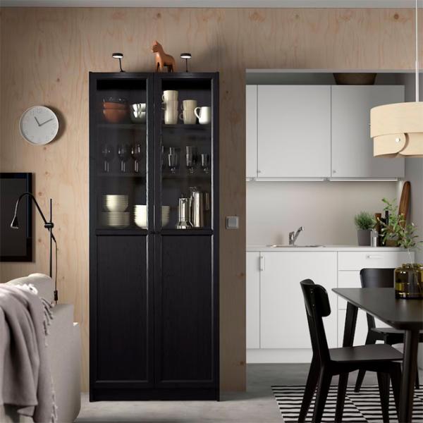 Dulap cu polițe Ikea Billy/Oxberg 202 x 80 x 30 / MDF / Stejar negru photo 2