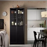Dulap cu polițe Ikea Billy/Oxberg 202 x 80 x 30 / MDF / Stejar negru photo 2