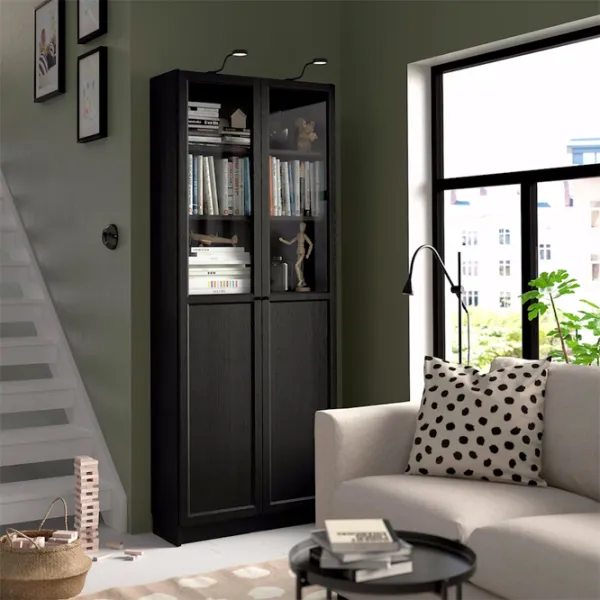 Dulap cu polițe Ikea Billy/Oxberg 202 x 80 x 30 / MDF / Stejar negru photo 3