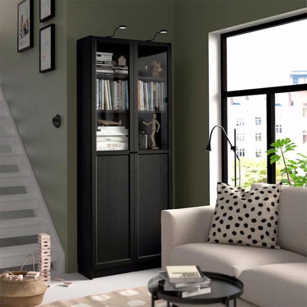 Dulap cu polițe Ikea Billy/Oxberg 202 x 80 x 30 / MDF / Stejar negru photo 3